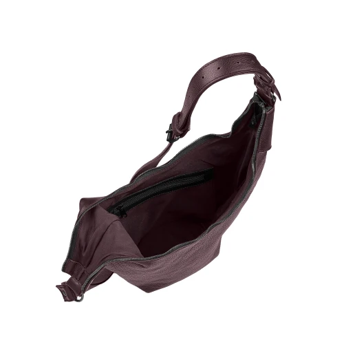 Geantă din piele naturală burgundy închis Eclipse, vedere interior