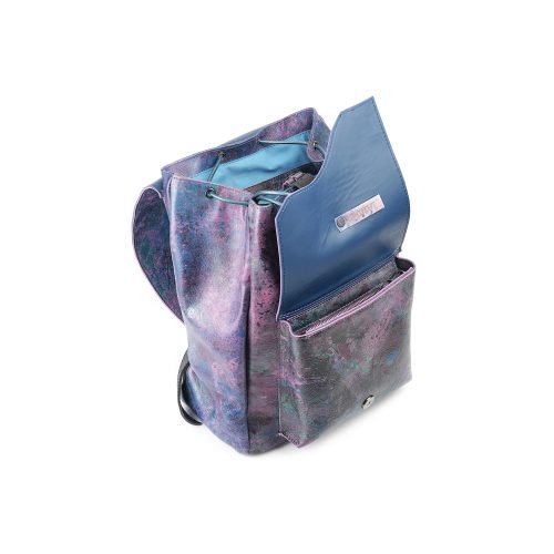 Interior rucsac din piele naturala Deep Ocean Koja, compartiment principal si detalii interioare