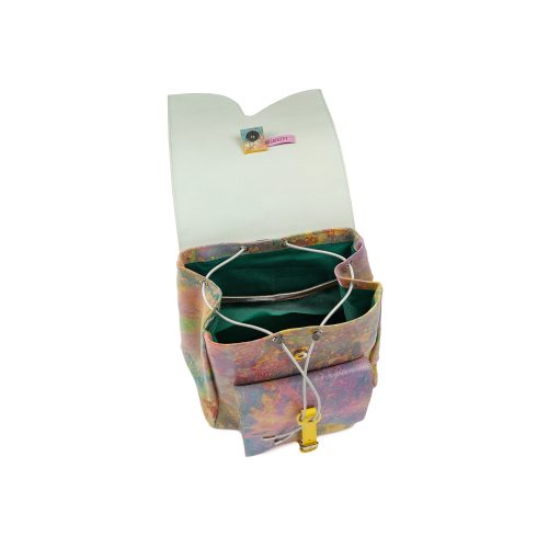 Interior rucsac din piele naturala Candy Pop Koja, compartiment principal si detalii interioare