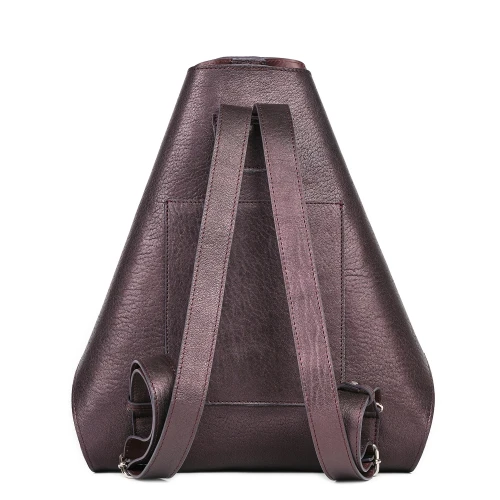 Rucsac din piele naturală maro-burgundy Pyra, vedere din spate