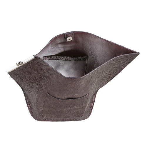 Rucsac din piele naturală maro-burgundy Pyra, compartiment interior