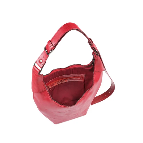 Interior geantă din piele naturală Eclipse, roșu rubiniu