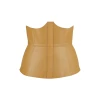 Corset din piele naturală ocru khaki Thera, vedere frontală.