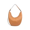 Geantă de umăr din piele naturală camel Nuna Large, vedere frontală