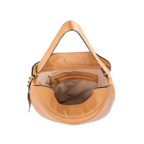 Interior geantă de umăr din piele naturală camel Nuna Large