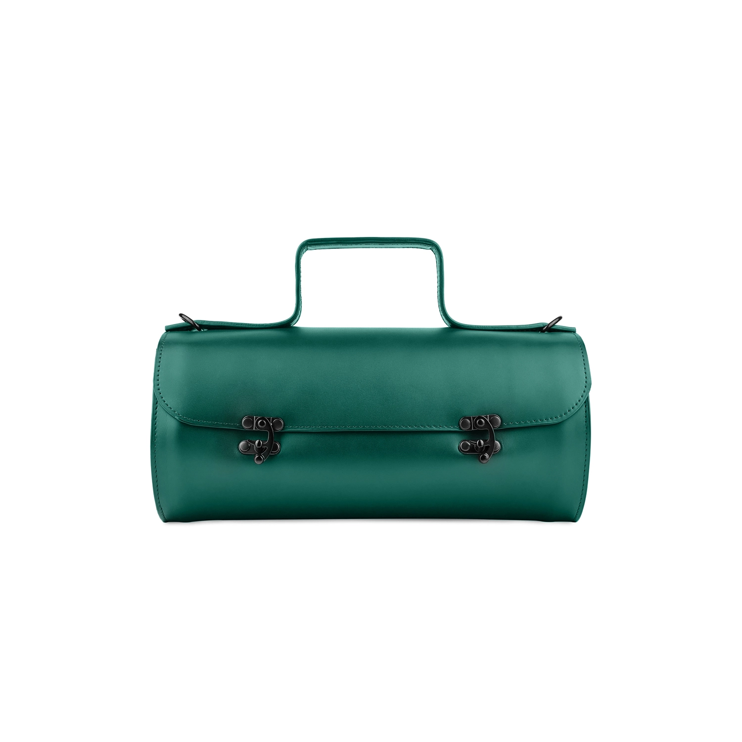 Geantă din piele naturală verde smarald Tube Midi vedere frontală