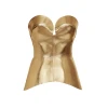 Corset dama din piele naturala auriu metalizat Merlin, vedere frontala