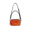 Geantă damă de umăr din piele naturală portocalie Nina Baguette, vedere frontală