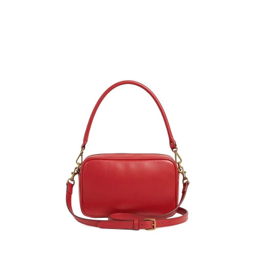 Geantă damă de umăr din piele naturală roșie Nina Baguette, vedere frontală
