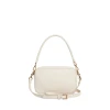 Geantă damă de umăr din piele naturală alb crem Nina Baguette, vedere frontală