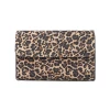 Geantă damă Venus Baguette Mini leopard din piele naturală, cu clapetă, vedere frontală.
