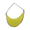 Geantă de umăr Celeste din piele naturală verde lime, cu siluetă curbată și baretă reglabilă.