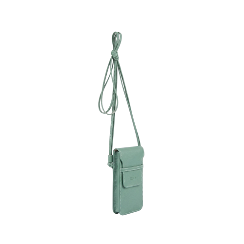 Husă de telefon Smart din piele naturală verde salvie, vedere laterală